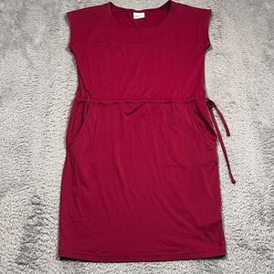 Columbia Dress Drop Waist Drawstring Cap‎ Sleeve Plumb Red Pockets Women's XS